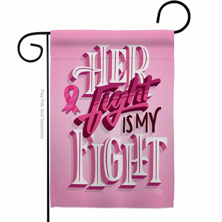 CUADRILATERO Her Fight is My Support Awareness 13 x 18.5 in. Double-Sided Decorative Vertical Garden Flags for CU3903933